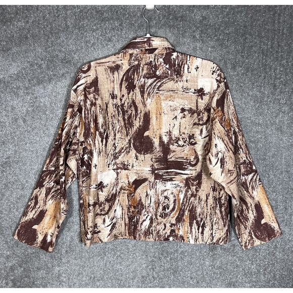 Buds N Branches Woven Tie Dye Camo Button Up Jacket Blazer Womens Size Small - Picture 2 of 5